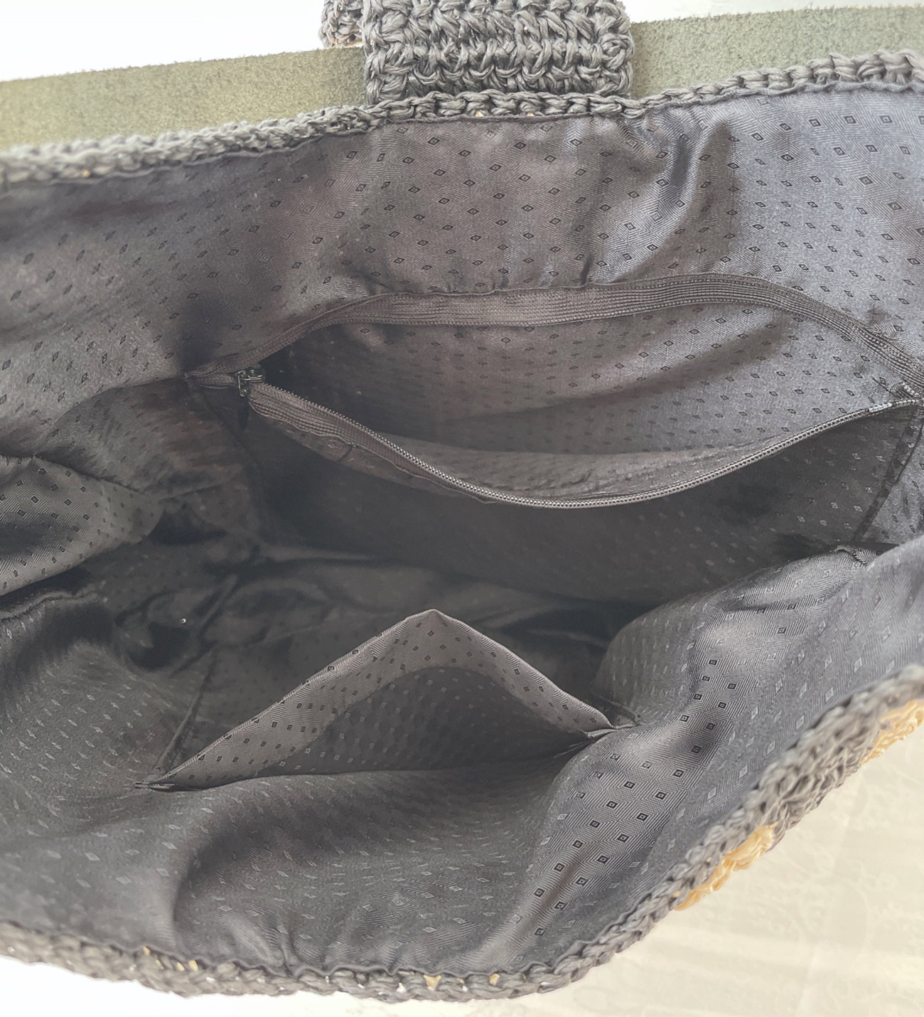 EL YAPIMI, SİYAH-KREM RENK ÇANTA – c018