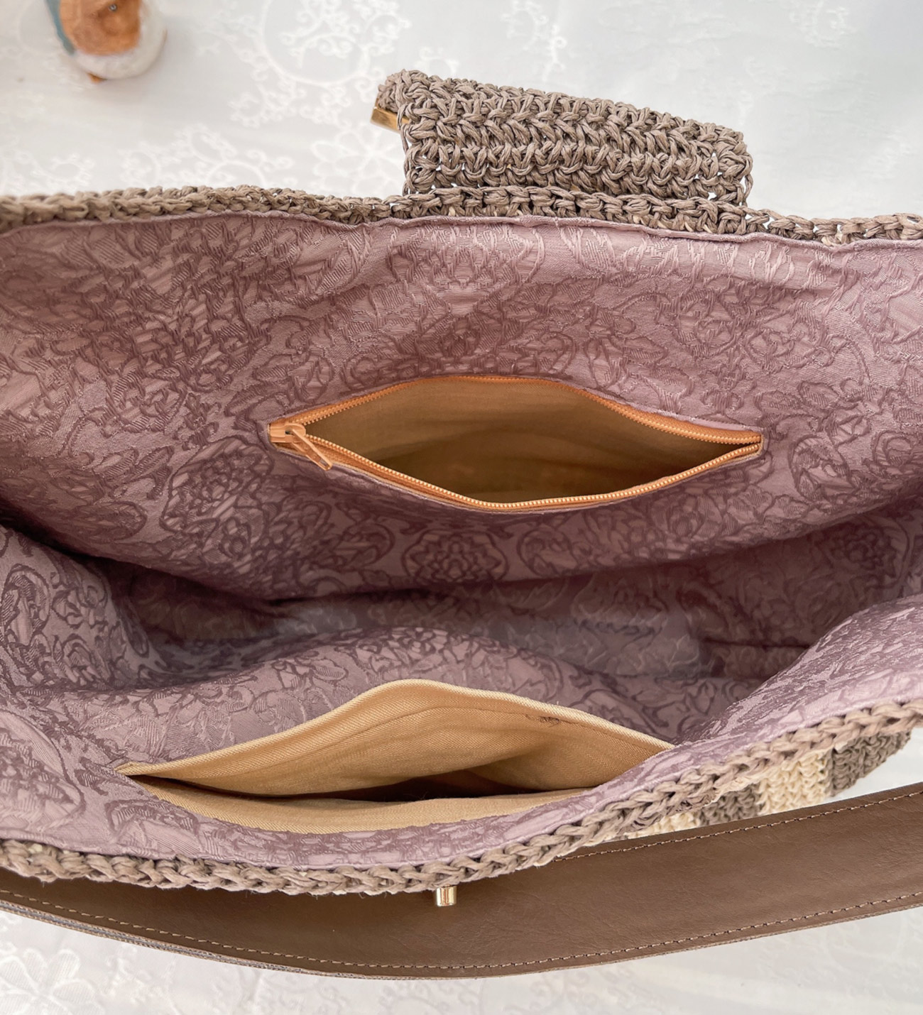 EL YAPIMI, HASIR-KAHVE RENK ÇANTA – c034