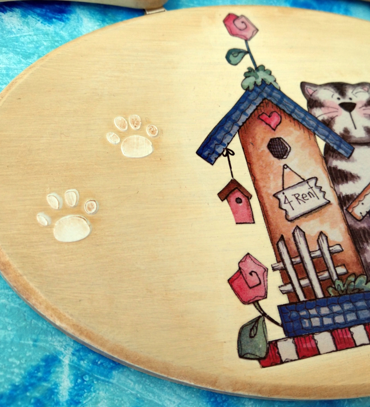 EL YAPIMI, KEDİ TEMALI (HOME) EVİMİZ YAZILI DEKORATİF KAPI ÖNÜ VEYA DUVAR SÜSÜ – s114