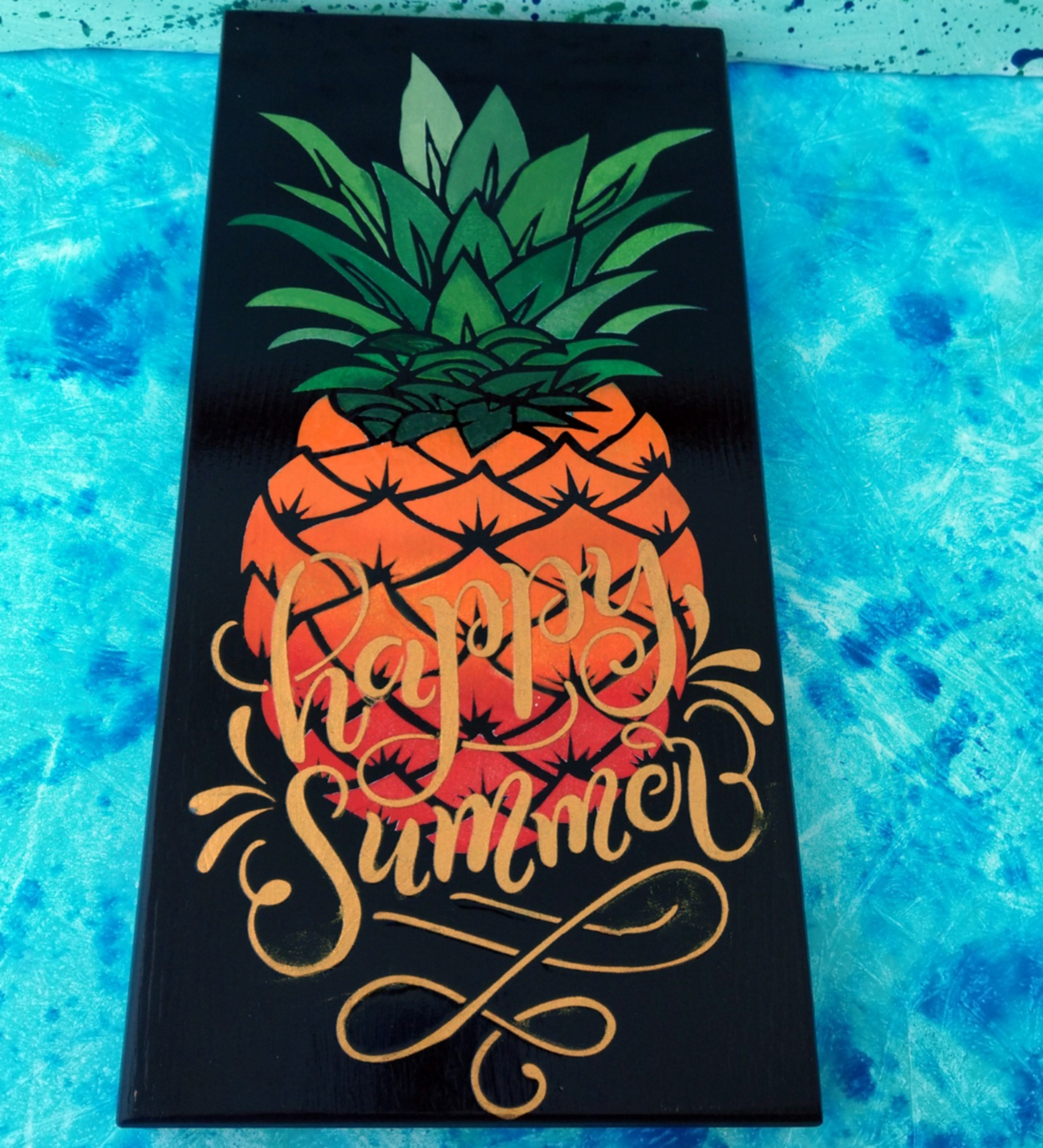 EL YAPIMI, ANANAS TEMALI, İŞLEMELİ DEKORATİF DUVAR VEYA RAF SÜSÜ - s115