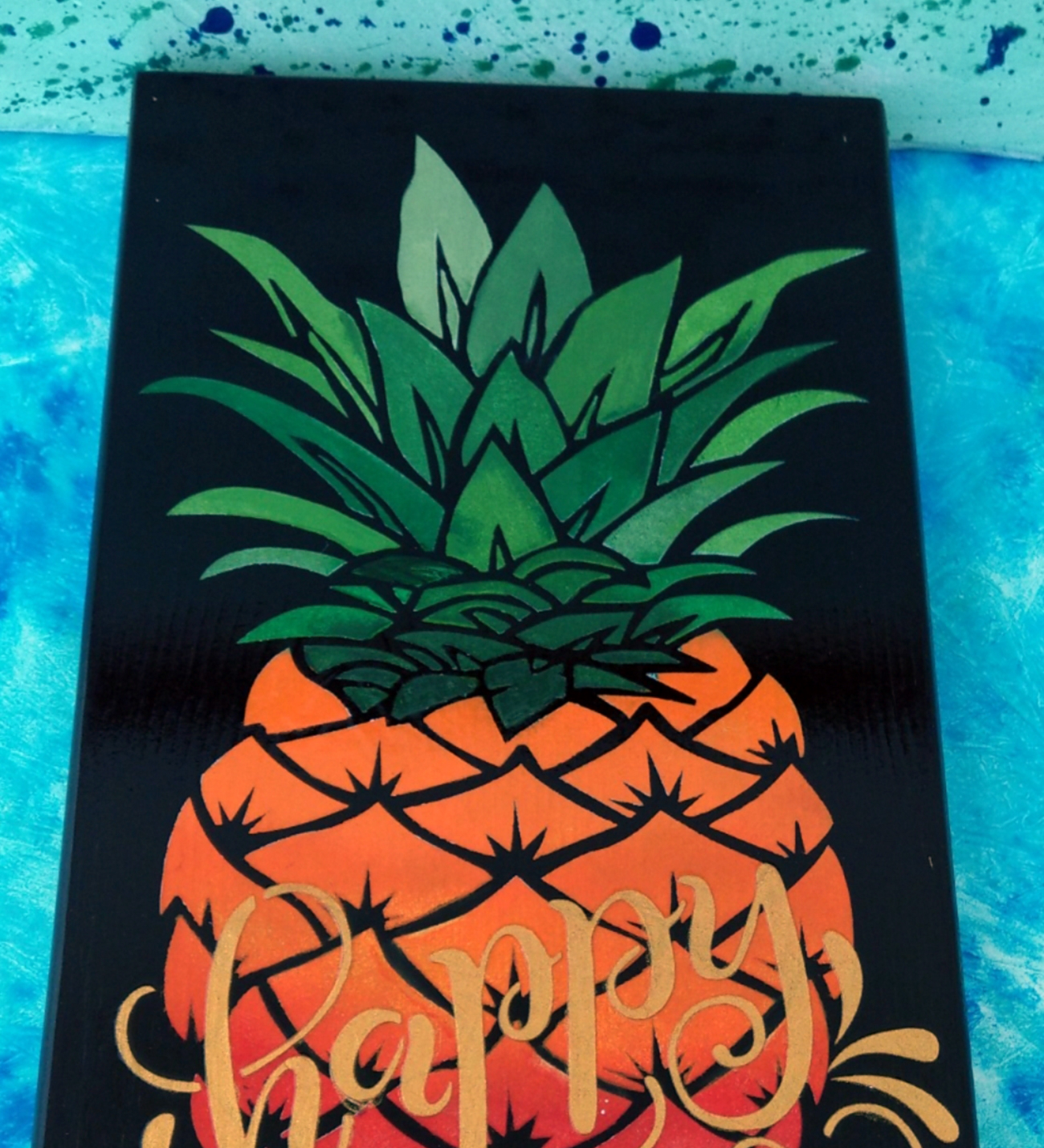 EL YAPIMI, ANANAS TEMALI, İŞLEMELİ DEKORATİF DUVAR VEYA RAF SÜSÜ - s115