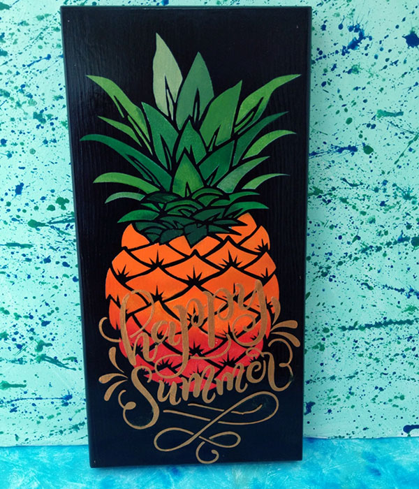 EL YAPIMI, ANANAS TEMALI, İŞLEMELİ DEKORATİF DUVAR VEYA RAF SÜSÜ - s115